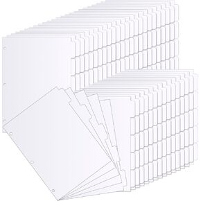 Jetec 400 Pieces Binder Dividers with Tabs 5 Tab Dividers for 3 Ring Binders Letter Size Page