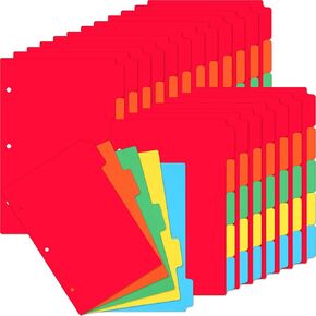 Chuangdi 120 Pcs/24 Sets Mini Binder Dividers with Tabs 5 Tab Dividers for 3 Ring Binders 5.5 x 8.5 Inches Mini Dividers Sets A5 Paper Dividers for 3 Ring Binders (Fresh Color)