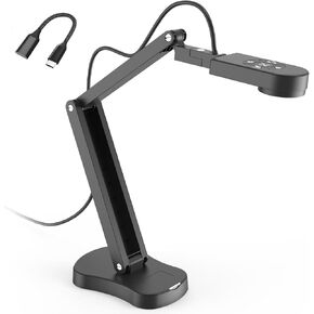 8MP Document Camera, Doc Camera, USB Webcam for Teachers and Classroom, for A3 A4 Size, Built-in Mic, LED Light, Image Inverst, for Windows, Mac, Chromebook, Distance Teaching