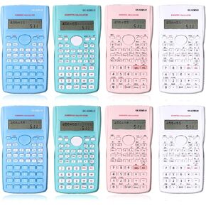 8 Pieces 2 Line LCD Engineering Scientific Calculator Non Graphing Scientific Calculator for Engineering Students Function Calculators for School Financial Business Office, Pink, Blue, Green, White