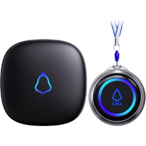 Caregiver Pager, Wireless Call Button for Seniors/Elderly at Home, 1 SOS Button + 1 Receiver Medical Life Alert System, Emergency Panic Call Bell, Help Alarm for Nurse Calling & Patient Assistance