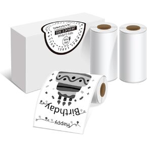 White Self-Adhesive Thermal Paper, Printable Sticker Paper for ORGSTA S002 Portable Sticker Printer, Black on White, 57mm x 3m Mini Printer Paper for Journal, Photo, Study Notes - 3 Rolls