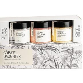 COBA'S DAUGHTER 3-Piece Body Care Set| Body Gift Set | Turmeric Honey & Almond Orange Scrubs | Soothing Aloe Vera Gel| Natural Exfoliating & Moisturizing Set| Bath Gift Set for Women