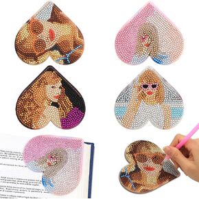 SnugMaker Diamond Art Bookmarks, Taylor Merch, 4 Pcs Cute Bookmarks for Book Lovers, DIY Diamond Painting Bookmarks Taylor Gifts for Women, Diamond Art Kits for Adults