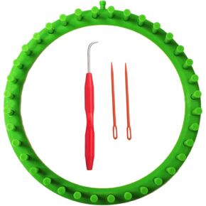 S & E TEACHER'S EDITION Round Knitting Loom Set, 9.5 Inch Diameter, Green.