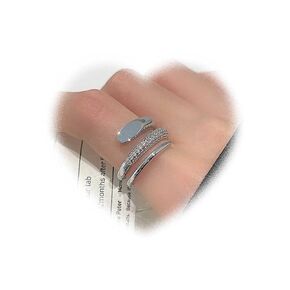 Boho layered Crystal Ring Rhinestone Knuckle Ring Silver Stacking Ring Cz Open Finger Ring Sparkly Adjustable Ring Jewelry for Women