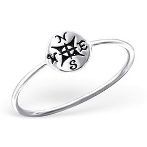 Compass Ring .925 Sterling Silver Plated Ring Nautical Directional (7)