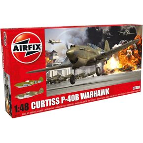 Airfix WWII Curtiss P-40B Warhawk 1:48 Military Aircraft Plastic Model Kit, Green,Green/White, Small
