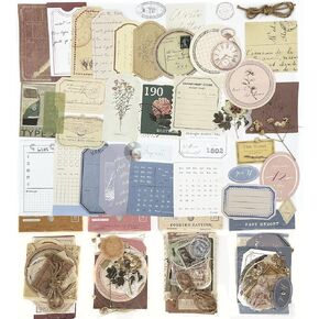 120Pcs Scrapbook Materials Sticker for Journaling Vintage Washi Paper Stickers Bullet Journals Supplies Note Decoration Planner Sticker Self-Adhesive for Scrapbook Craft DIY