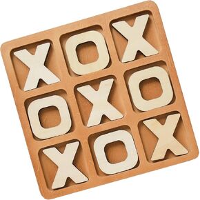 Tic Tac Toe Game, Versatile Boho Natural Wood Tic Tac Toe Board for Classic Two Person Games, 8.63 Inches Tic Tac Toe Coffee Table Decor, Two Ways to Play