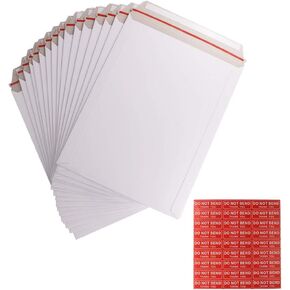 100 Pack 9X12 inch Self Seal Photo Document Mailers Stay Flat White Cardboard Envelopes White Photography Mailersfor CD, Photos, Document