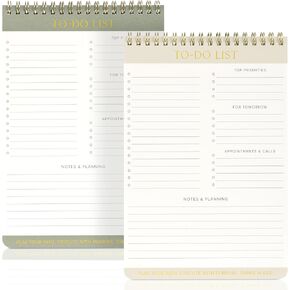 ZICOTO Beautiful To Do List Note Pads Set Of 2 for Easy Daily Planning - The Perfect Work Notepads, Notebooks and Office Desk Supplies For Women - Perfect to Effectively Organize Your Tasks