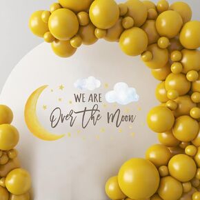 We're Over The Moon Decal Sign for Balloon Arch Peel and Stick - Over The Moon Baby Shower Decorations,Boy or Girl Gender Reveal Decor Stickers,Moon Themed Party 1st Birthday Decoration for Backdrop