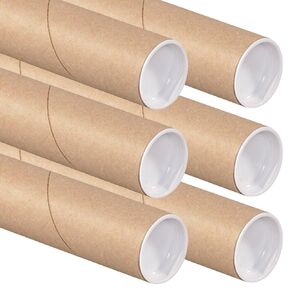 Aviditi Cardboard Tubes with Caps, 24" L x 2" W x 2" H, Pack of 6 | Poster Tube for Mailing and Storage of Blueprints, Artwork, Crafts, Long Art Holder, 24 inches