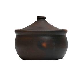 High Wind Flamed Dark Primitive Cooking Pot - Pre Seasoned - Made from Fire Clay: Compact Design for Stove Top and Open Fire