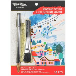 Scratch Art Paper Pad - Winterscapes - 14 6x8 Pages, Reveal Seasonal & Festive Holiday Designs, Metallic Pops, Adult Craft Activity