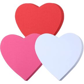 90 Pieces Heart Cutouts Paper Hearts Heart Shape Cards 5.5 Inches Large Valentine's Day Paper Cutouts with Glue Point Dots for Valentine's Day Craft (Red,Pink and White)