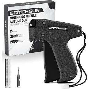 Stitch Gun Stitchy Gun Kit - Mini Micro Needle Stitching, Sewing, Hemming Stitch Gun for Clothes - Ergonomic Design, Protective Cap - Includes 5000 Fasteners, 2 Needles (Black)