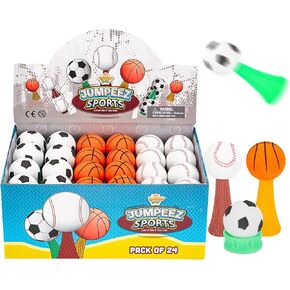IPIDIPI TOYS Jumpeez Sports Rocket Poppers – Fun Bounce Fidget Spring Games, Classroom Party Favors, Cool Goodie Bag Stuffer for Kids, Mini Sports Balls - Pack of 24