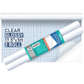 Olivo 2 Pack Clear Contact Paper Roll for Books Crafts 17.5in x 5ft Peel and Stick Adhesive Book Cover Plastic Protector