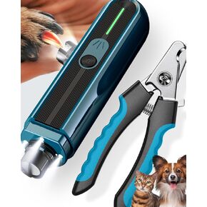 Super Powerful Dog Nail Trimmers, Dog Nail Clipper and Dog Nail Grinder Combo, Ultra Quiet, 3 Speeds, 4 Bright Lights, with Travel Lock, for Small, Meddium and Large Dogs, Cats, Small Animals