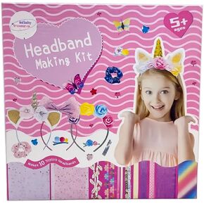 Infinity Treasures Making Making Kit for Girls ، عصابات رأس الموضة للأطفال ، وملحقات الشعر DIY مع مقاطع و scrunchies ، والفنون والحرف الهدية للأعمار من 5 إلى 12 سنة- 65 جهاز كمبيوتر الشخصي