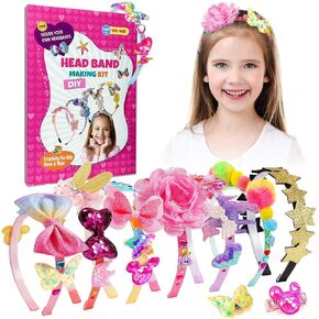 DIY Hair Accessories for Girls - Make Your Own Fashion Headbands, Arts and Crafts Gift for Girls Ages 4-9, Headband Making Kit for Girls Ages 5-7, Birthday Gifts Girls Toys for 4 5 6 7 8+ Year Old