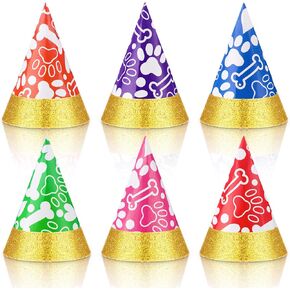 48 Pcs Mini Dog Hats Cone Pet Birthday Party Hats Bulk Cute Small Caps for Dog Stuffed Animals Adopt a Pet Party Supplies Costume Accessories