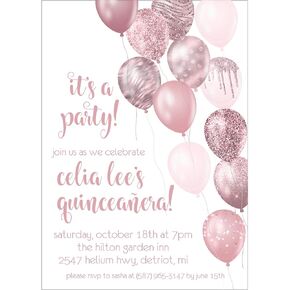 Rose Gold Quinceanera Invitations With Envelopes