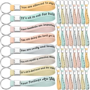 48 Pcs Mental Health Reminders Bulk Gifts Rubber Keychain Motivational Quote Colored Inspirational Rubber Keychain Counseling Therapy for Teens Party Favor Gifts Supplies