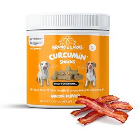 Turmeric Chews for Dogs – Hip & Joint Health Supplement Pain Relief Anti Inflammatory Arthritis Coconut Oil Vitamin E MSM Mobility Curcumin Skin Muscle Relaxer Black Pepper (90 Soft Chews)