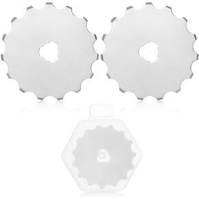 2 Pieces 45 mm Perforating Rotary Replacement Blades Crochet Edge Skip Blade Perforated Rotary Blades for Crochet Edge Cutting Crafting Sewing Leather Paper Cardstock