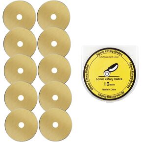 Headley Tools Titanium Coated 60mm Rotary Cutter Blades 10 Pack Fits Olfa, Fiskars, Replacement Rotary Blade for Arts Crafts Sewing