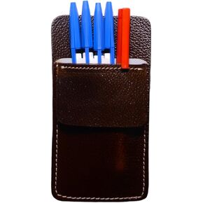 Pocket Protector for Men, Full Grain Leather Pen Protect Holder for Heavy Duty Shirts, Lab Coats, Holds Pens, Pointers, Cards, Hold 6 Pens, Pocket Protectors for Pens and Pencils