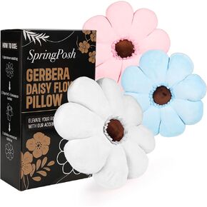 Realistic Gerbera Daisy Flower Pillow – Ultra Soft Premium Plush Fabric, Hand-Stitched Decorative Throw Pillow for Home Décor – Aesthetic Flower Shaped Pillow – 17-inch – Sunset Pink