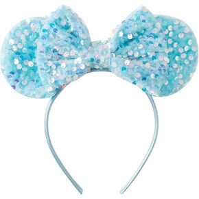 KARETT Sequins Mouse Ears Headband With Glitter Bow Cosplay Costumes Princess Party Decorations For Girls Women