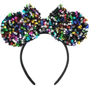 KARETT Sequins Mouse Ears Headband With Glitter Bow Cosplay Costumes Princess Party Decorations For Girls Women