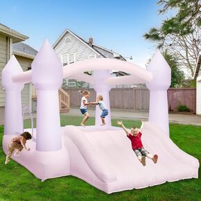 AKSPORT White Bounce House for Kids, Inflatable Bounce House with Slide in Kuwait