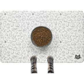 The Cat Ladies Cat Feeding Mat - Waterproof & Dishwasher Safe Small Pet Eating Placemat - Cat & Dog Food Mats for Food and Water Bowl - Protect Floors from Mess - Tropical Leaves
