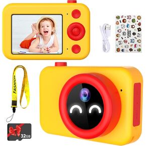 Kids Camera,1080P 16MP Digital Point and Shoot Camera for Toddler,Video Camcorder Camera for Vlogging with 2.4" IPS Screen 32GB SD Card,Mini Camera Gift for Boy Girl Teens Students