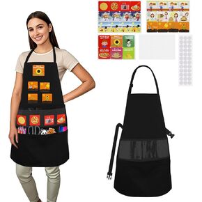 Black Felt Apron with 35 Cards Adjustable Bib Apron Teacher Apron with Pocket for Teaching Letters, Sight Words or Storytelling DIY Felt Story Funny Apron for School Classroom Home