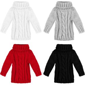 Bencailor 4 Pcs Doll Clothes for 11.5 Inch Doll Accessories Clothes Hoodie Sweater Set Spring Knitted Clothing Decor(Black, White, Red, Gray)
