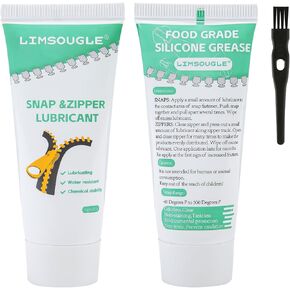 Snap & Zipper Lubricant, Lube for Plastic and Metal Zippers, Non-staining for Dive Suits, Clothes, Biminis, Wetsuits, Boat Cover & More. Clear, 1.05 oz, 2-Pack with Brush.