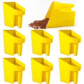 8 Pcs Plastic Enclosed Feed Scoop Heavy Duty Durable Stackable Horse Yellow Feed Scoop for Livestock Animal Ranchers Homesteaders Farmers, 2 Qt