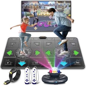 FWFX Dance Mat for Kids and Adults - Double User Wireless Dancing Mat, Exercise & Fitness Dance Step Pad Game for TV, Musical Electronic Dance Mats with HD Camera, Gift for Girls & Boys Ages 6+