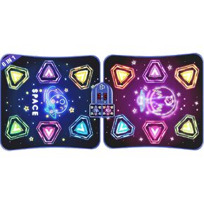 Large Double Electronic Dance Mats, Dance Pad with LED Light & Wireless Bluetooth, Music Dance Toy with 6 Game Modes, Challenge Game for Single & Double Players, Dance Mat Toy for 3-12 Year Old Girls