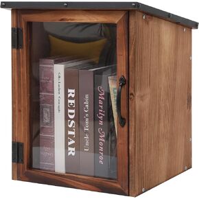 WONFUlity Library Box Outdoor,Free Library Box Little Outdoor Book Storage,Wood Cabinet for DIY Neighborhood Community School Sharing Books, Literature, Newspapers, Food, Art