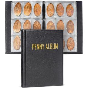 Mini Pressed Penny Book, Penny Album Hoold 108 Coins, Portable Penny Holder For Collectors, Fit for Travel and Home Use, Black