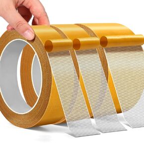 Double Sided Fabric Tape Heavy Duty Mounting Tape, 2 Packs Double Stick Carpet Tape Two Sided Tape Rug Tape Gripper Clear Tape for Clothes Carpet Arts, 1inchx33FT10m