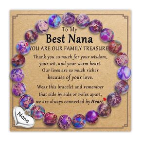 SmileBelle Gifts for Nana, Purple Natural Stone Nana Bracelets for Grandma Nana Easter Jewelry Gift, Nana Birthday Gifts from Grandkids Best Nana Jewelry Grammy Gifts from Granddaughter